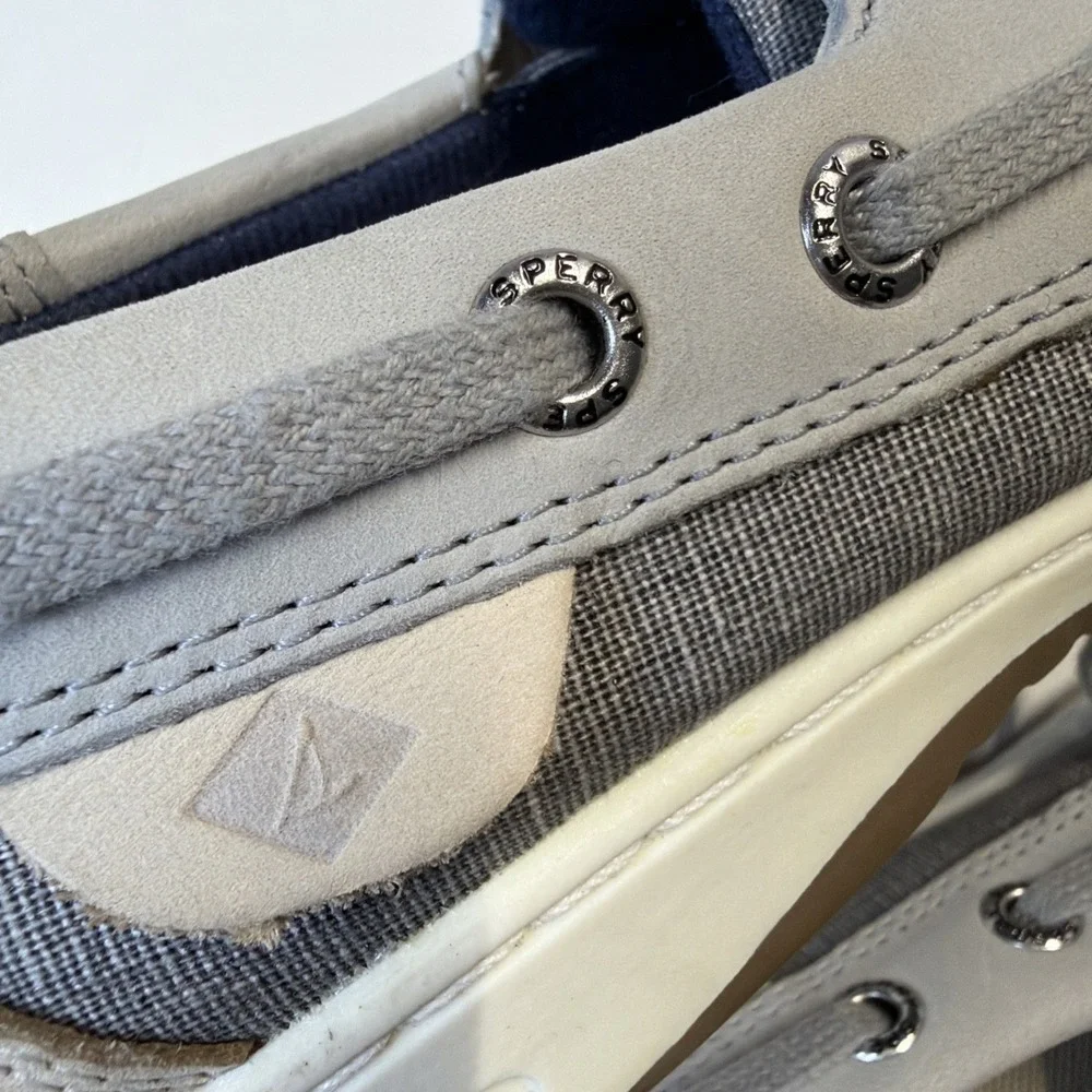 Sperry Top Sider Boat Shoes Womens 5 Gray‎ Angelfish Linen Slip-On STS83598